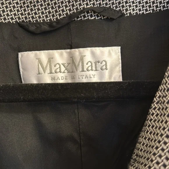 Max Mara Giochi Black White Wool Jacket Blazer Collarless - Picture 7 of 9